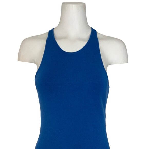 House Of Harlow 1969 Lux Essentials Knit Tank Dress M Blue Cutout Midi Bodycon - Picture 6 of 11